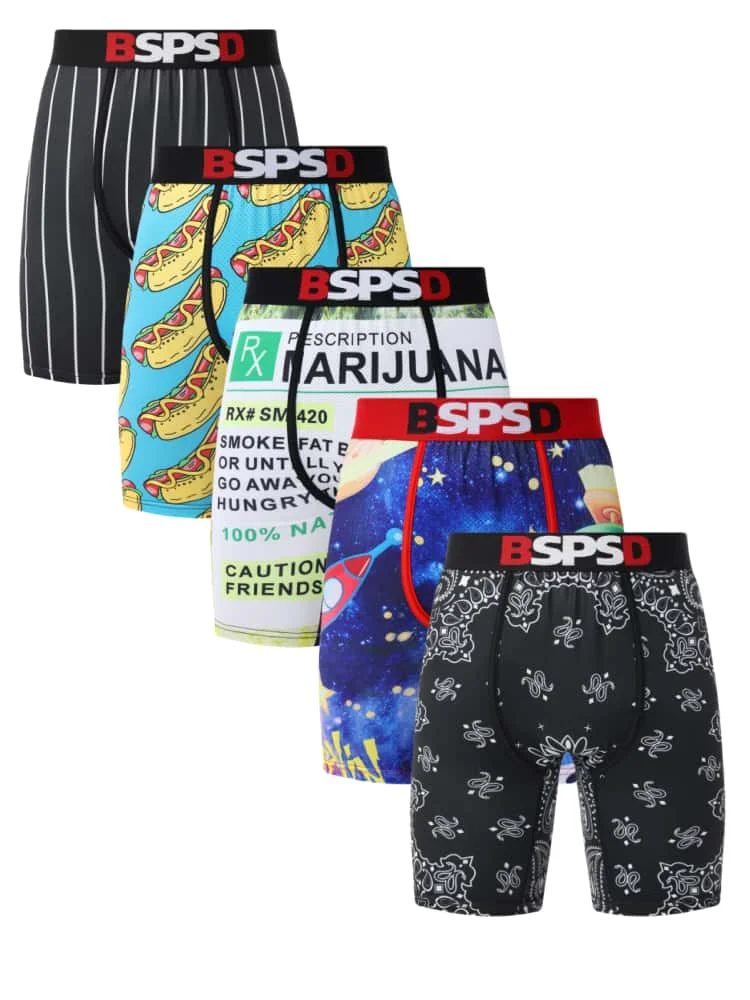 

5 шт., мужское нижнее белье, боксеры, дышащие мужские трусы для плавания, мужские трусы с принтом больших размеров, сексуальные мужские боксеры