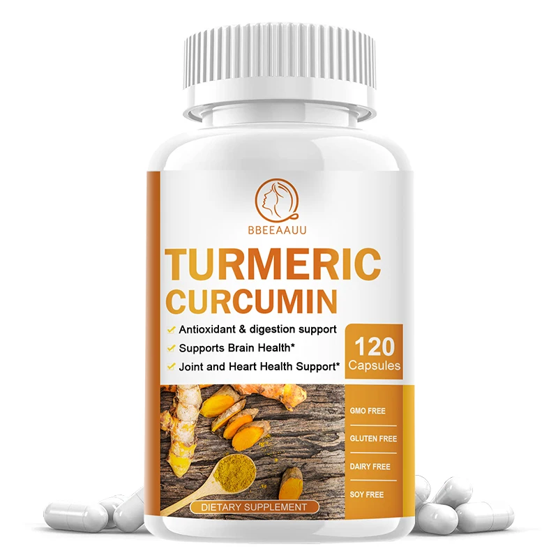 BBEEAAUU Black Pepper Turmeric Supplement 100mg Efficient and High-Quality Joints Health Supplements Non Genetically Modified