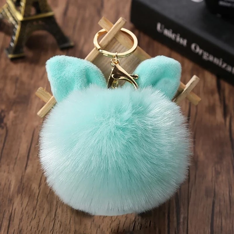 

Rabbit Furs Ball Pom Pom Keychain Car Pendant for Car KeyRing or Handbag Bag