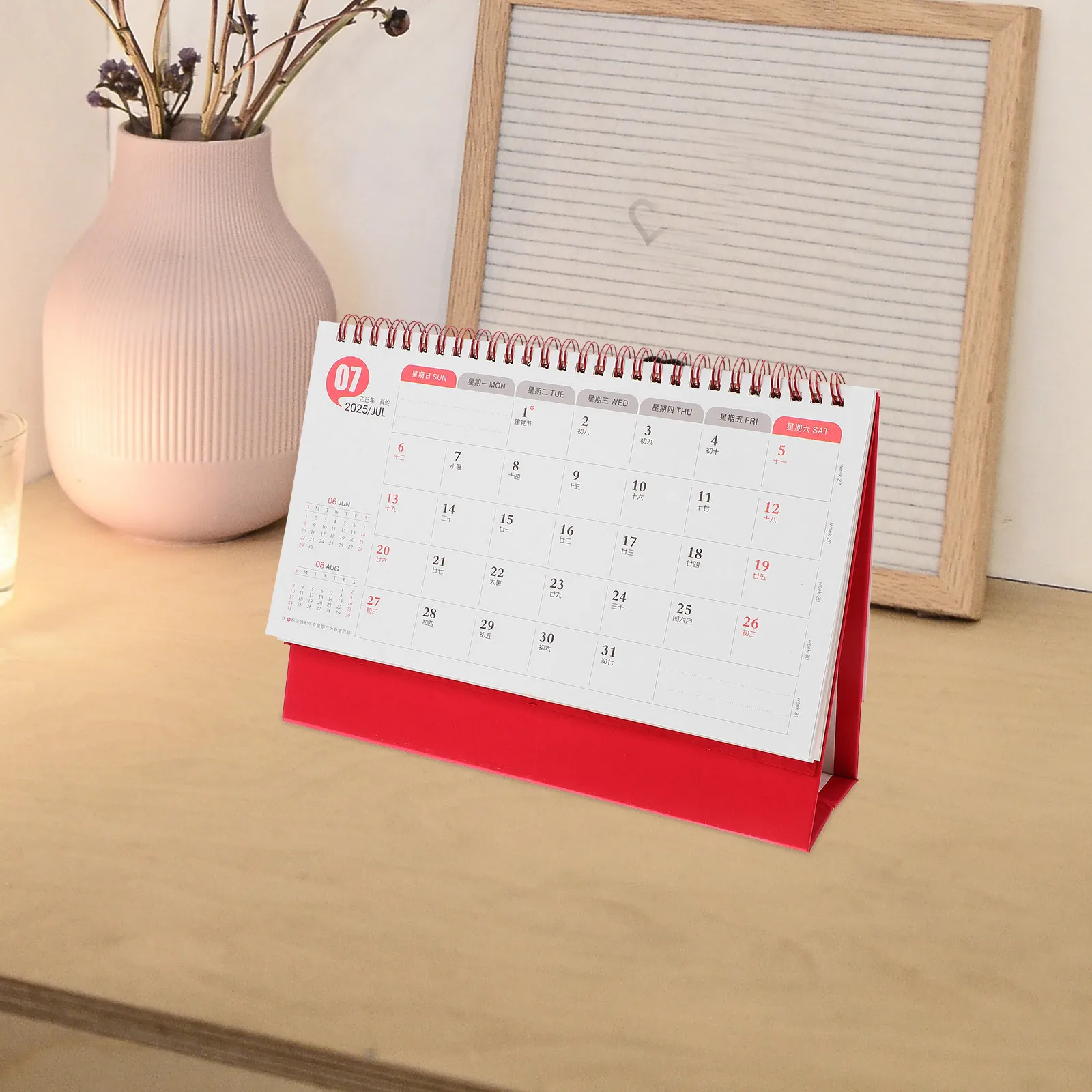 

2025 Chinese Desk Calendar Year of The Snake Traditional Flip Monthly Daily Planner Office Home Schedule Calendar