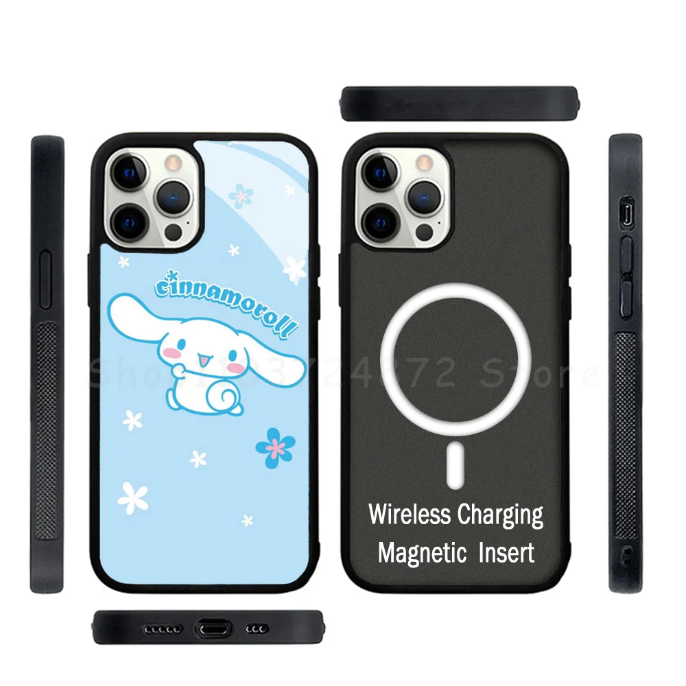 

C-Cinnamoroll Phone Case Strong Magnetic For IPhone 15 14 13 Pro Max Alex Mirror For Magsafe Wireless Charging Cover