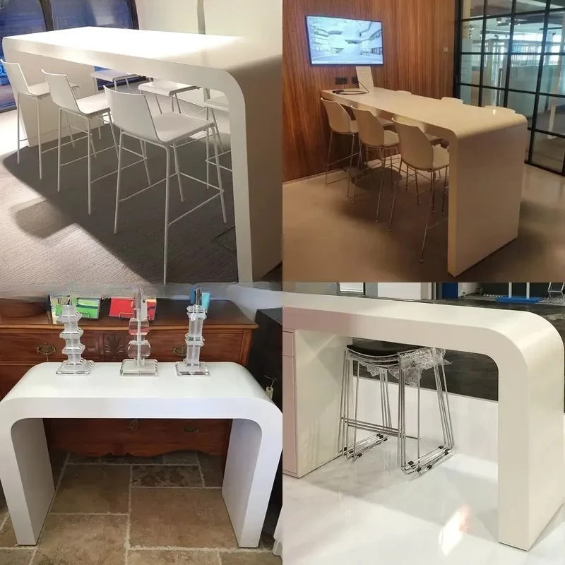 Custom Modern U Shaped White Solid Surface Bar for Restaurants and Clubs