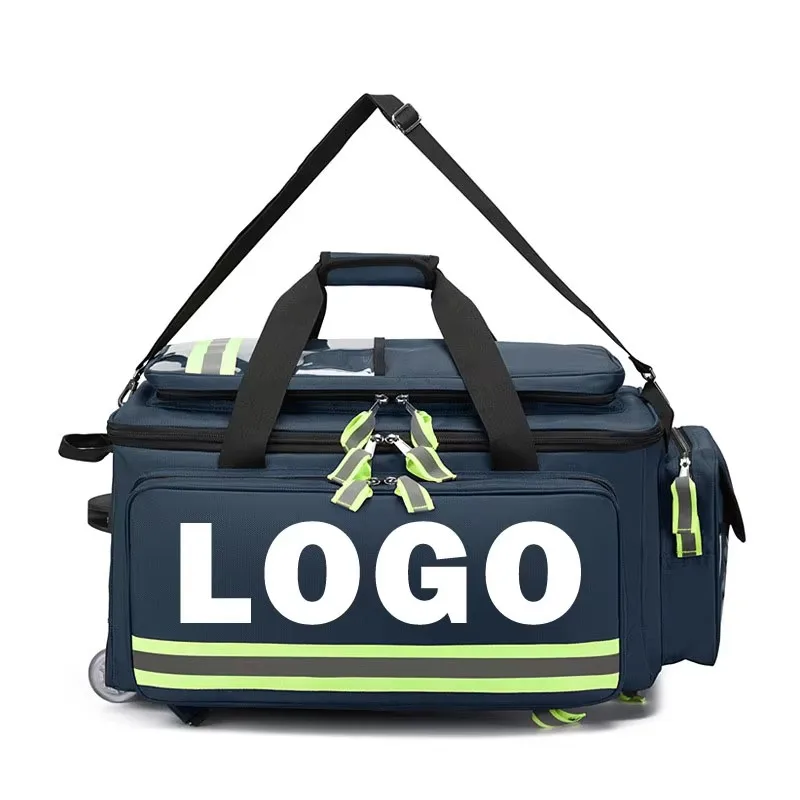 First Aid Backpack Wheeled Reflective One Size Emergency Survival Kit for Hospital Outdoor Rescue Custom Logo Medical Gear