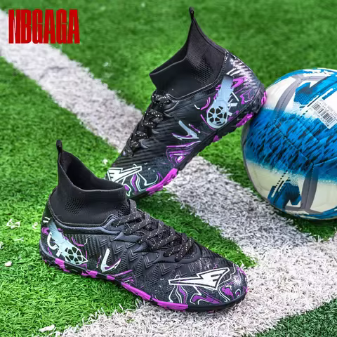 Men's Soccer Shoes Sneaker Comfortable High-Quality Football Boots with Long Spikes for Boys - Durable Society-Resistant Design