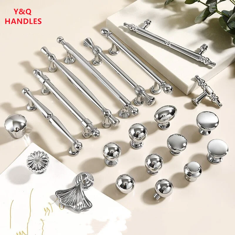 

Handles Drawer Cabinet Furniture Kitchen Handles for Cabinet Knob Door Drawer Kitchen Knob French Style Zinc Alloy Silvery