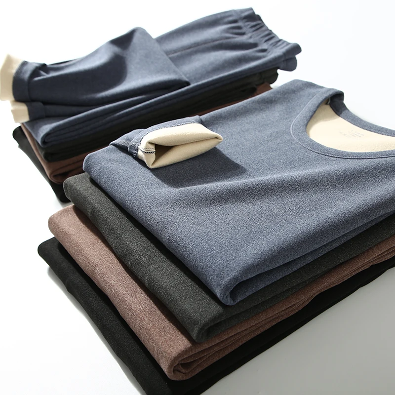 

Winter New Men's Pure Color Silk Warm Underwear Set Beautiful Gift Box Set Includes Thermal Pants And Innerwear
