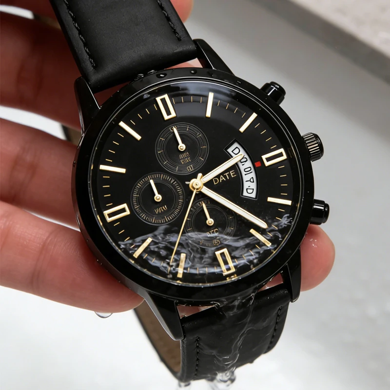 

Кварцевые мужские часы: модные, водонепроницаемые, с люминесцентным циферблатом, датой, для бизнеса и отдыха, класса люкс