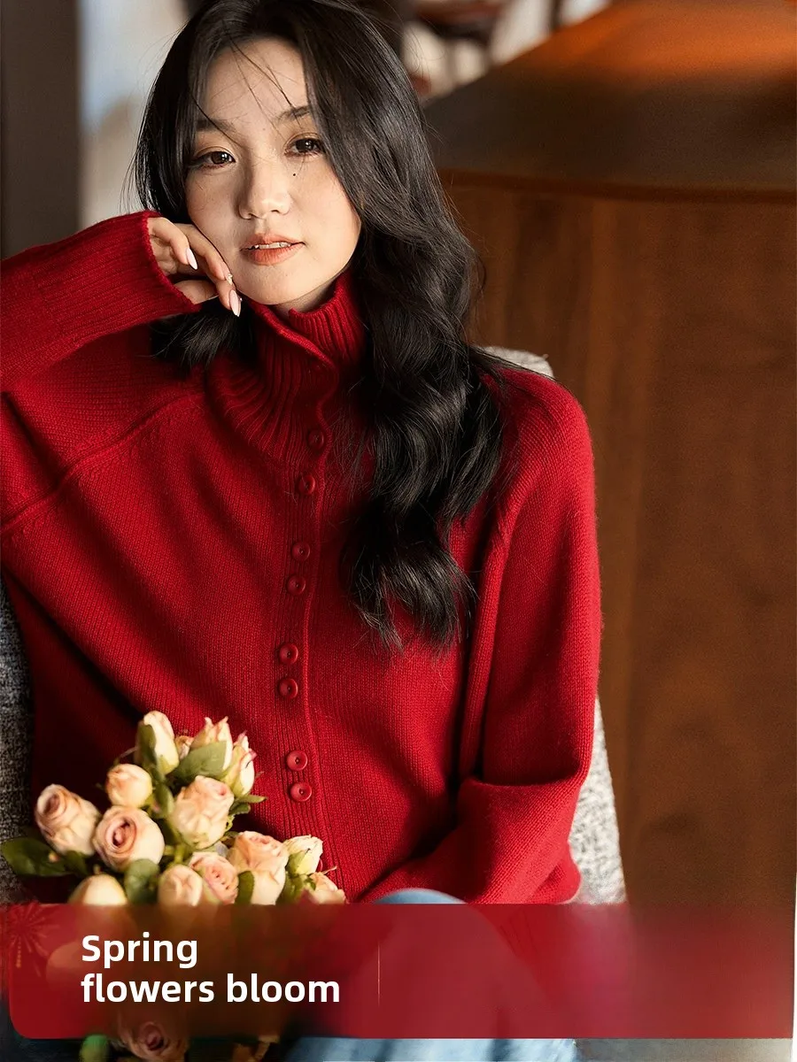 

Зимний вязаный кардиган XiaoHanGe на одной пуговице, разноцветный, из шерсти и кашемира, свободного кроя, повседневный, теплый, женский свитер