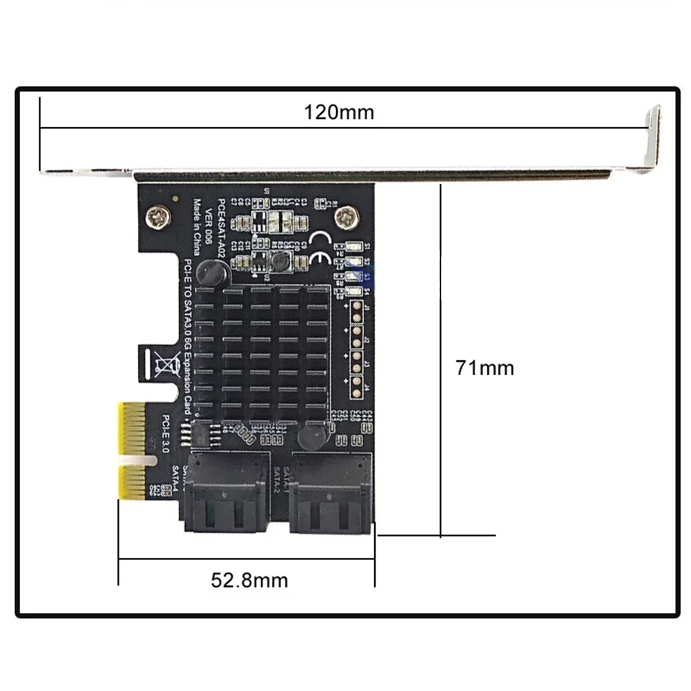 بطاقة SATA III PCIe 4 منافذ 6Gbps SATA إلى PCI-e 1X محول محول مع قوس PCI Express محول محول 1 قطعة