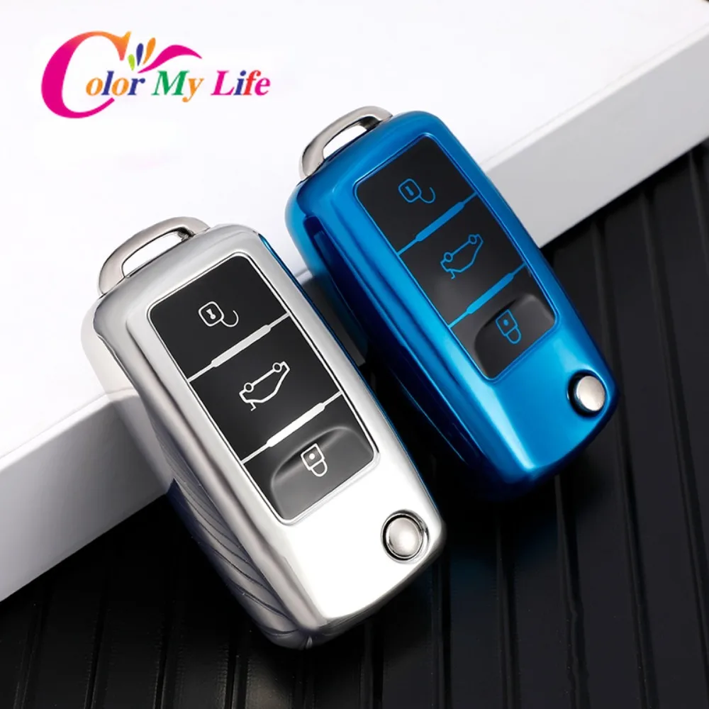 TPU 자동차 키 백 커버 케이스, 폭스바겐 VW 폴로 파사트 B5 골프 4 5 6 제타 Mk6 티구안 골 크로스 폭스 플러스 Eos 시로코 딱정벌레 