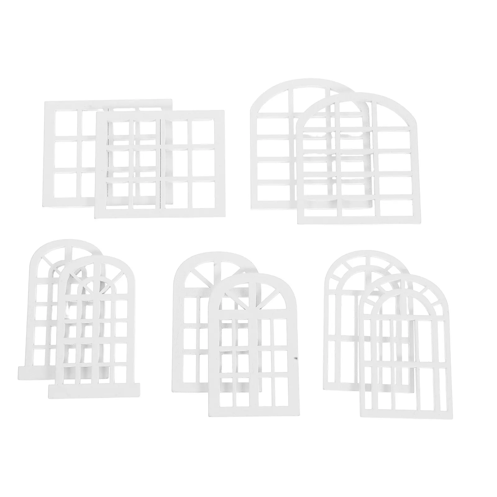 

10Pcs Miniature Dollhouse Window Frames Wooden Tiny Window Models for DIY Mini House Decor Realistic Bedroom Accessories