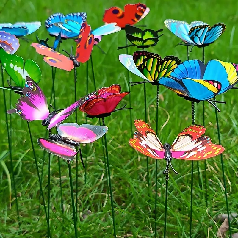 

Colorful Realistic Butterfly Stake Artificial Butterflies Stakes with Sticks Outdoor Garden Yard Party Gardening Decor Wholesale