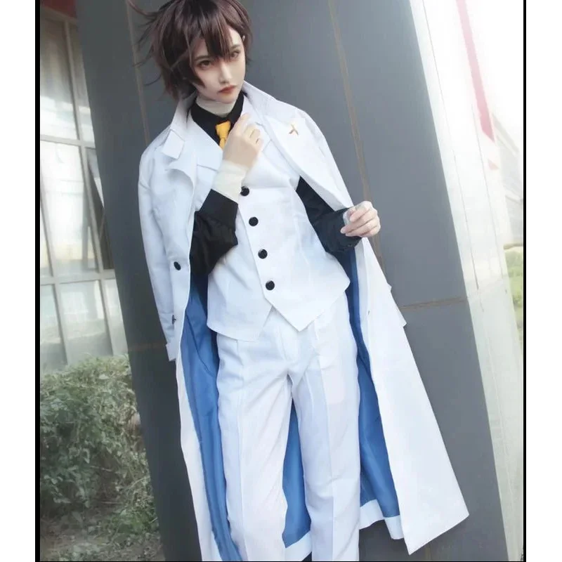 Cydazai osamu cosplay traje adulto branco trench calças terno halloween carnaval uniformes traje de halloween