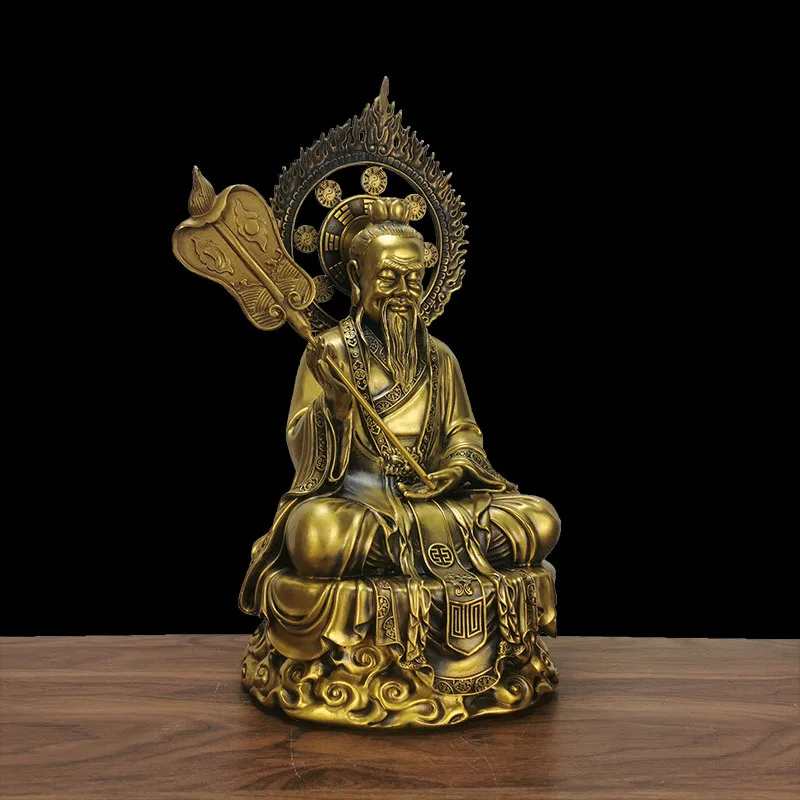 Taishang Laojun Statue Pre-Originator Taiqing Moral Tianzun Copper Ware Home Worship Crafts