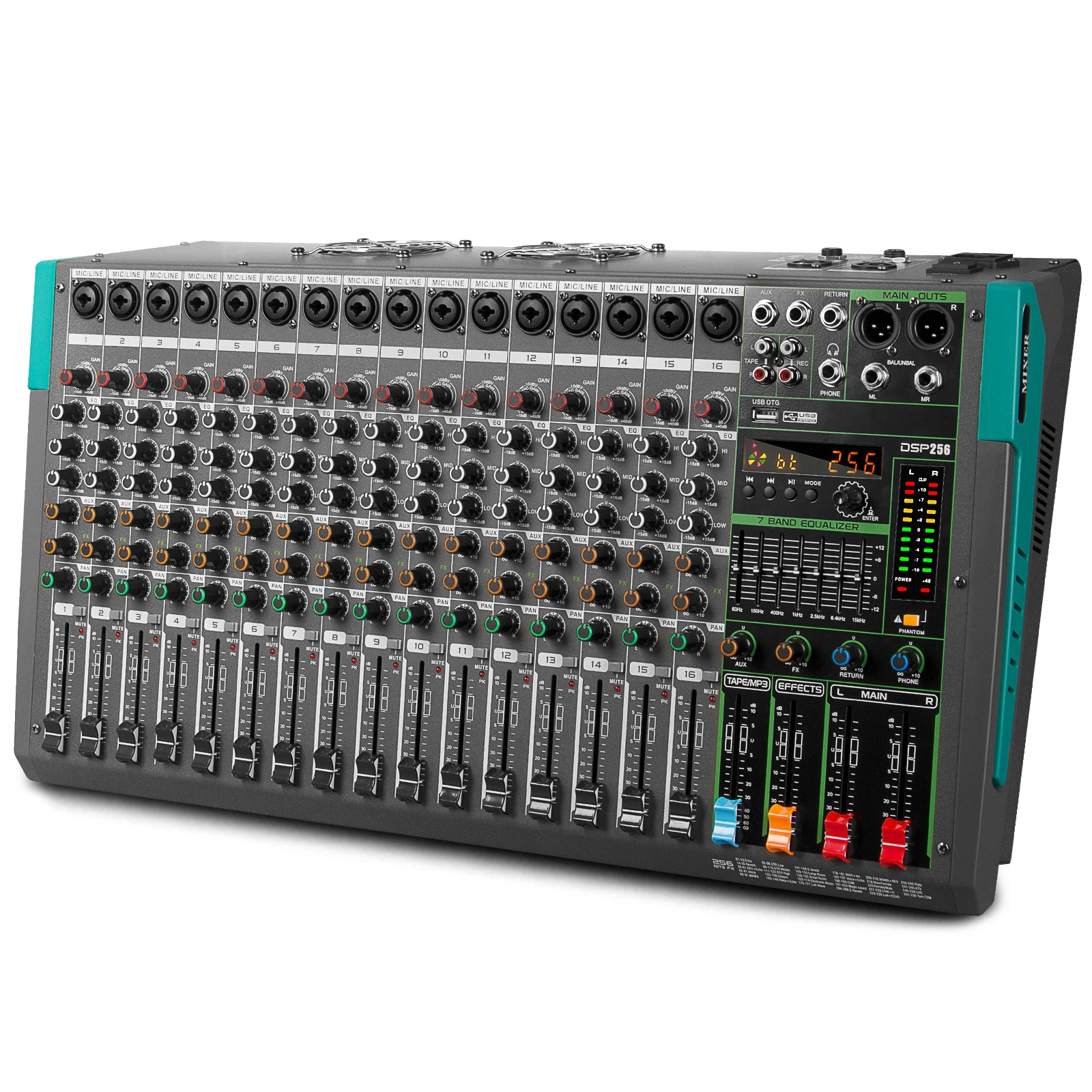 

GT16 Digital 256 Effects Amplifier Mixer 16-Channel USB Digital Audio Console Mixer 1000W Power Amplifier Mixer Console
