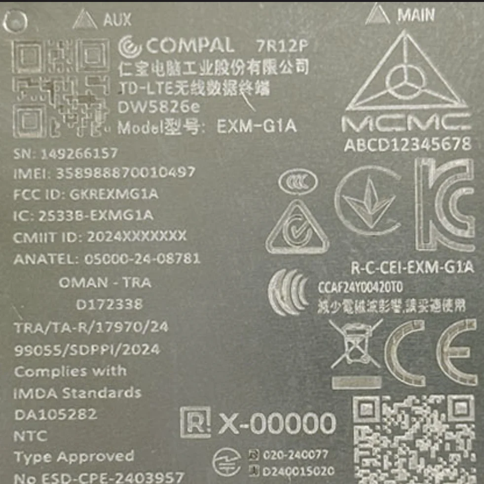 

EXM-G1A DW5826e Модуль LTE FDD 4G Cat12 600 Мбит/с Карта M.2 4G для ноутбука