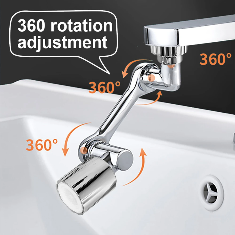 Universal 1080 °Swivel Robotic Arm Swivel Extension Faucet Aerator Kitchen Sink Faucet Extender Mixer Tap Nozzle Water Flow Mode