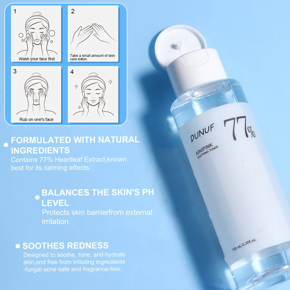 Nuovo toner viso da 100 ml per tutti i tipi di pelle Formula lenitiva senza alcol Idratante e bilanciamento del PH Tonico delicato prima del trucco