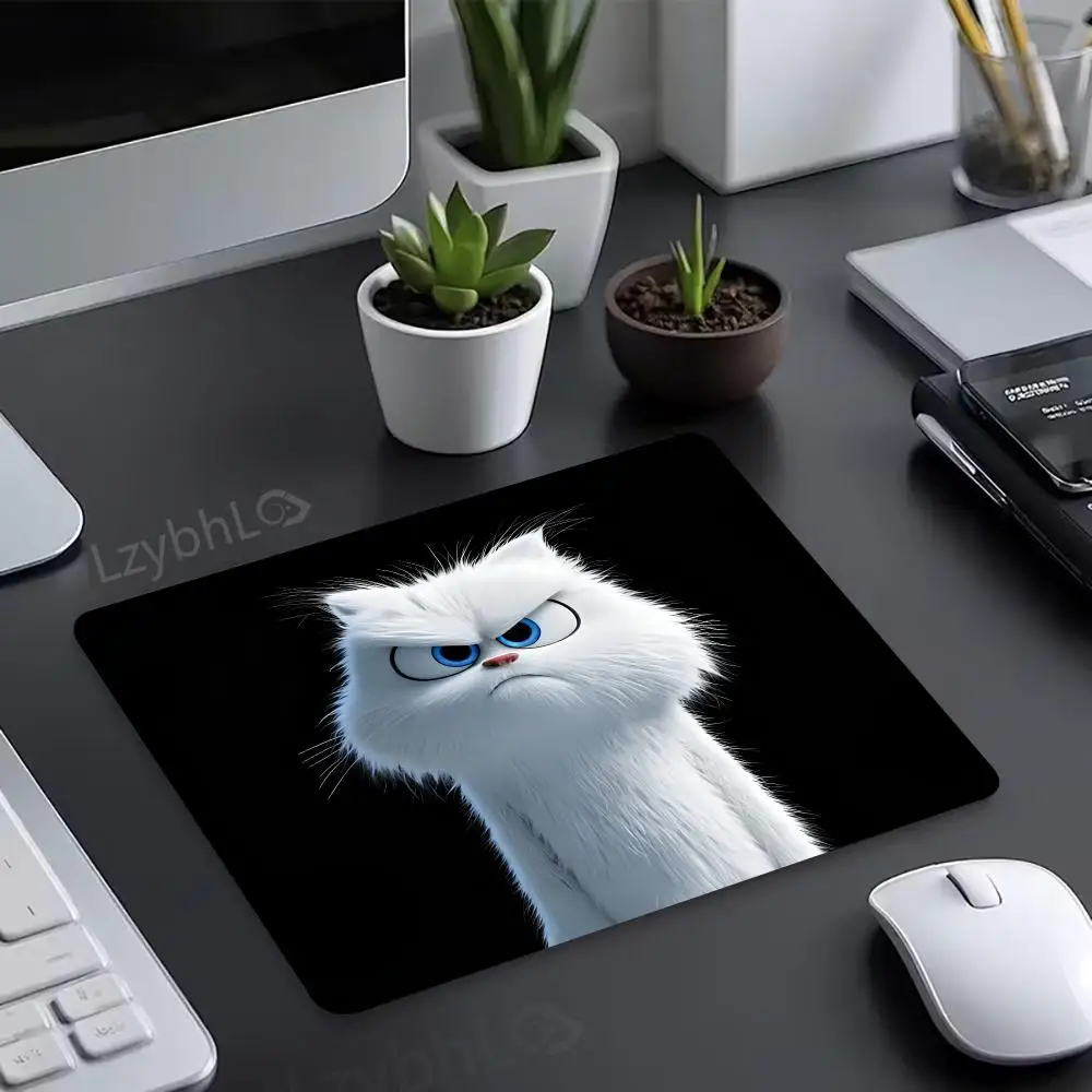 Cute Black Cat Square Mouse Pad Small Office Gaming Desktop Mat Gamer Non‑Slip Rubber Laptop Mouse Mat Funny Animal Decor Carpet