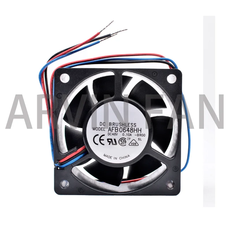 AFB0648HH-BR00 6cm 60ｍｍ 60x60x25mm DC48V 0.10A Double Ball Bearing 3 Wires Cooling Fan For The Inverter Of The Server Case