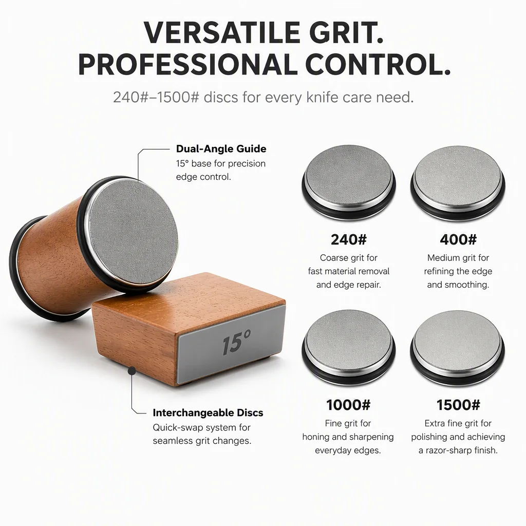 Rolling Knife Sharpener For Straight Edge Knife Sharpener Kit With 15/20° Degree Magnetic Angle For Kitchen Knives Whetstone Set