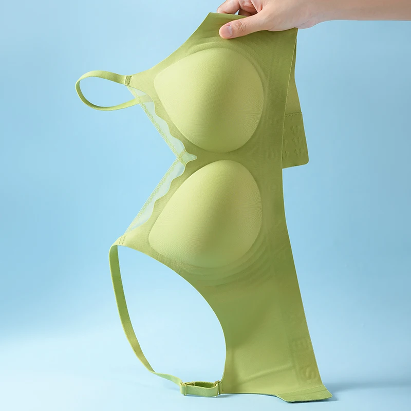 Jelly Gel Soft Support Fixed Cup Seamless Women Underwea senza anelli in acciaio reggiseno in pizzo regolabile sottile