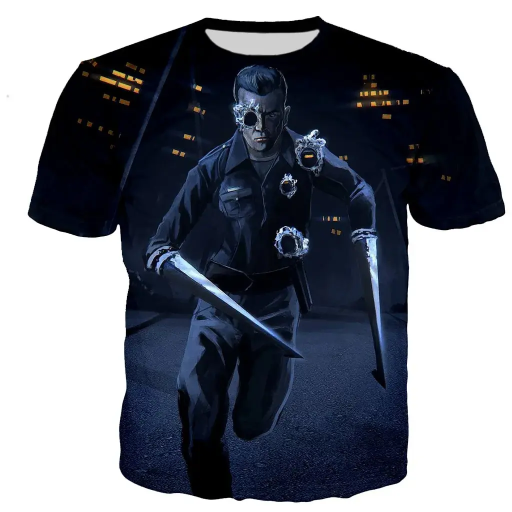 Movie Terminator 3D Print T-Shirts Streetwear Men Women Fashion Oversized Short Sleeve T Shirt O-Neck Kids Tees Tops Clothing