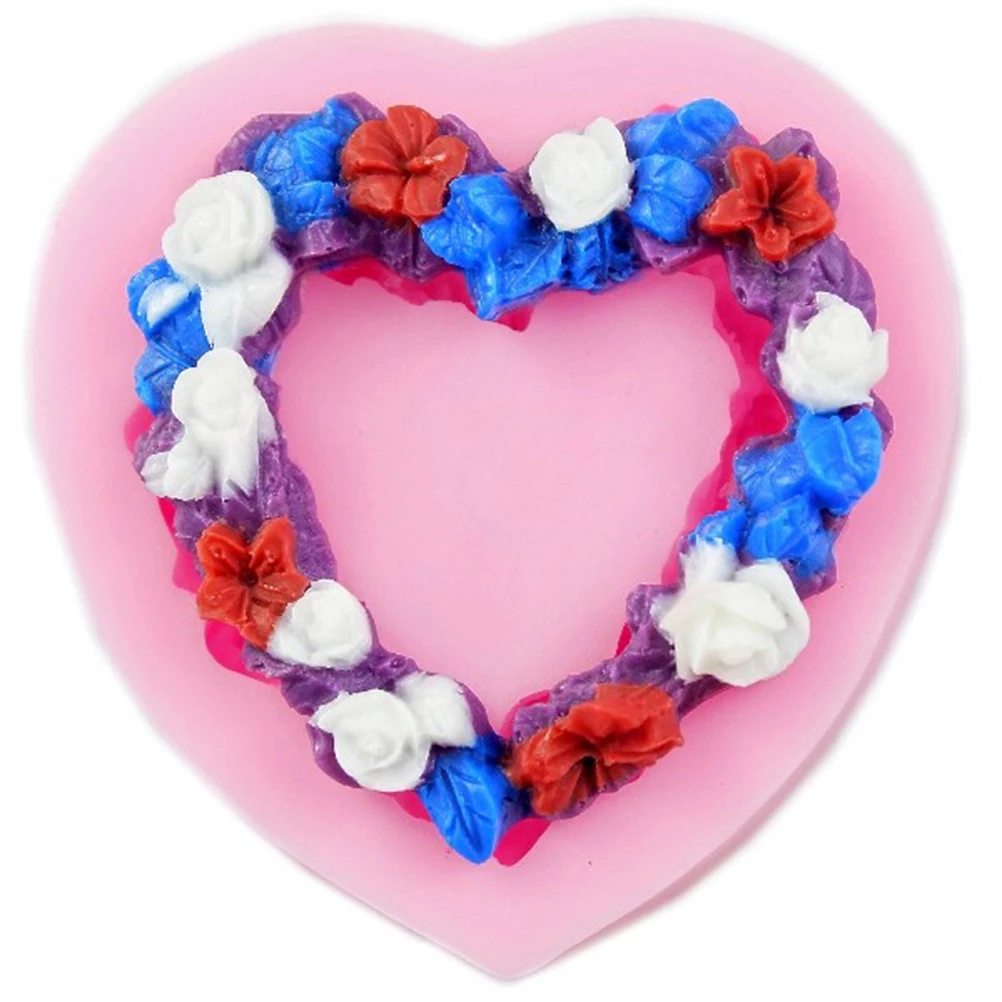 

Lovely Heart Wreath Silicone Cake Mold Nonstick Fondant Chocolate Mold for DIY Birthday Party Baking Candy Jelly Dessert