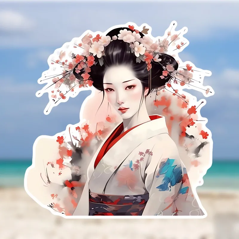 EARLFAMILY For Japanese Geisha Samurai Anime Car Sticker Car Accessories Vinyl Decal Occlusion Scratch Creative RV Graphics