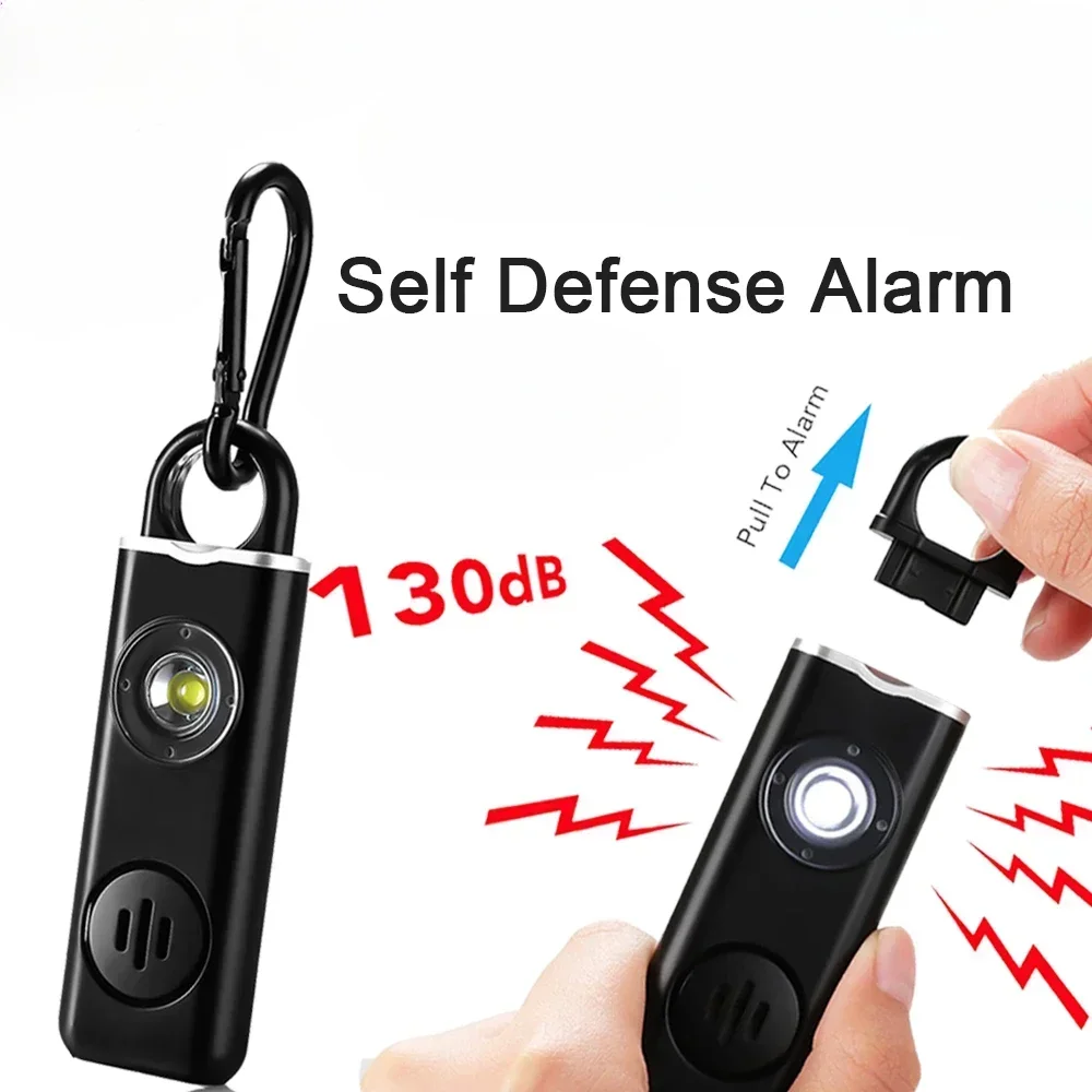 Women Personal Safety Alarm Keychain,130dB Loud Siren with Strobe Light,Anti‑Robbery Emergency Device,3 Colors AF2004