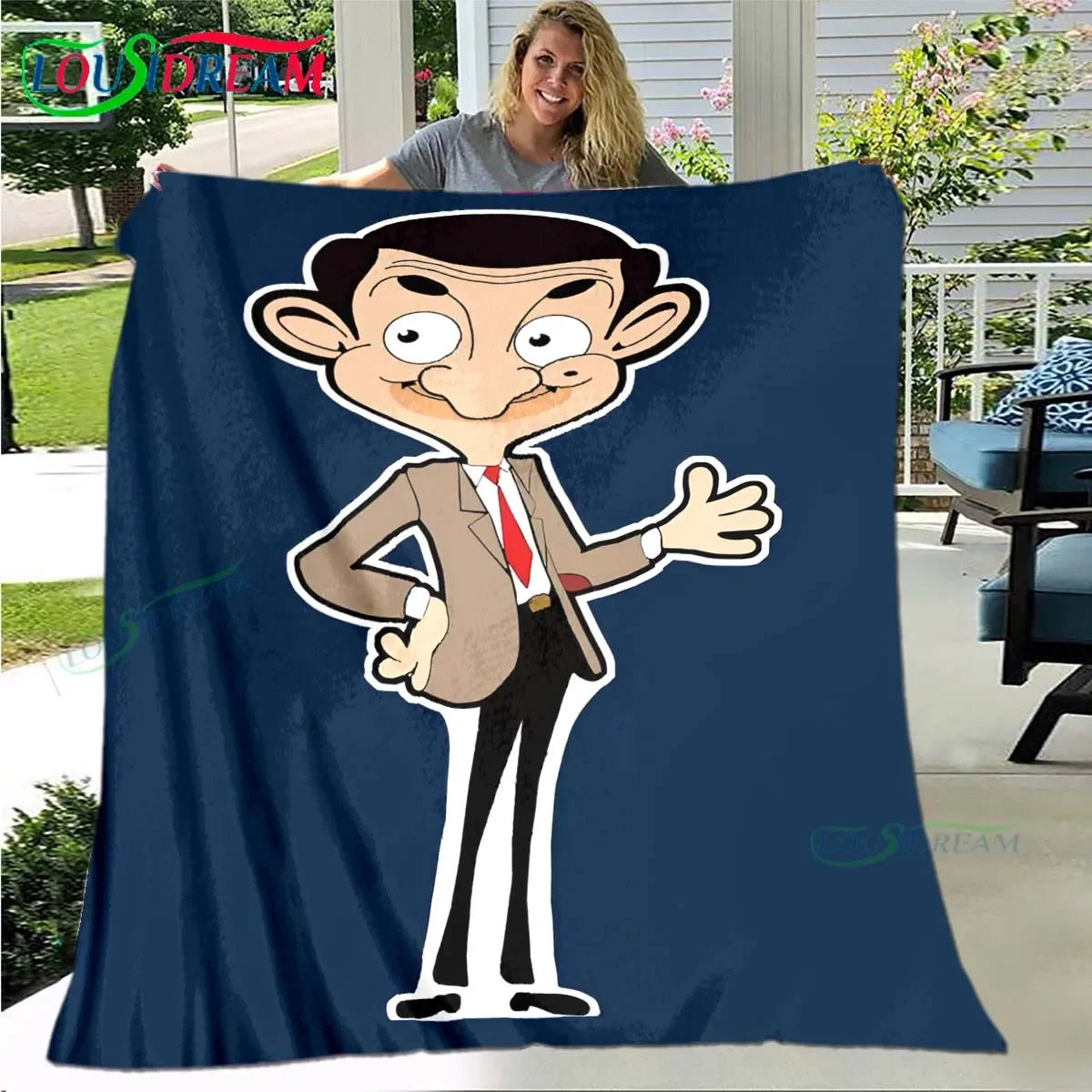 

Fashion Cartoon M-Mr. Bean Four Seasons Blanket Sofa Cover Travel Bed Plush Blanket Travel Office Break Blanket Gift