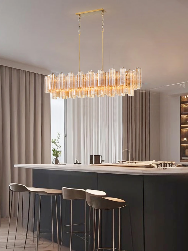 

Golden Time Home Deco Glass Art Amber Pink Dimmable LED Chandelier Lighting Suspension Luminaire Lampen Lustre For Dinning Room