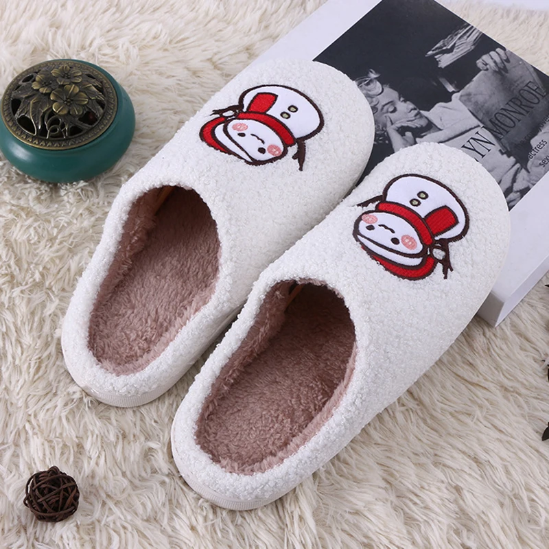 Christmas Plush Women Slippers Home Cute Snowman Tree Holiday New Winter Fluffy Shoes Couple House Fuzzy Fur Slides Unisex Gifts view 3