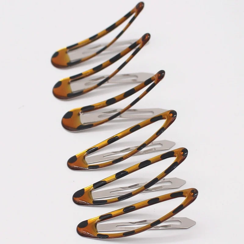 6 قطعة مقاطع الشعر المفاجئة للنساء 2.7 بوصة المغلفة مشبك شعر معدني مقاطع ليوبارد البيضاوي دبابيس الشعر الانفجارات عدم الانزلاق إكسسوارات الشعر #1