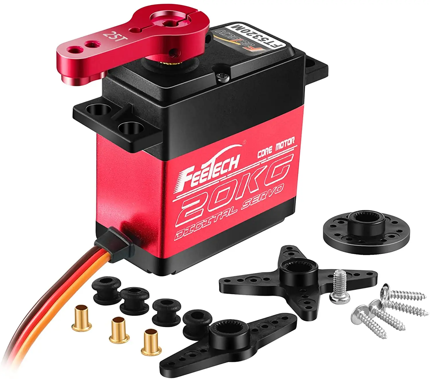 Feetech FT5320M 20KG Digital Standard Servo Motors 7.4V High Torque with Titanium Gear 25T for RC Car Airplane Robotic Arm