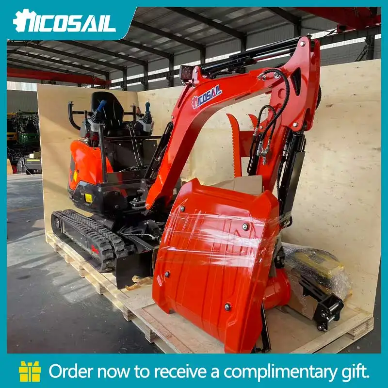 Compact Construction Mini Bagger Multi-Attachment Ready for Demolition Debris Cleanup & Concrete Breaking in Construction Sites