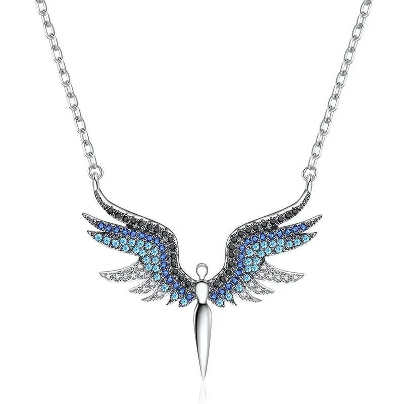 

New fashionable angel wing necklace. Female collarbone chain and creative wing micro-sleeve pendant necklace