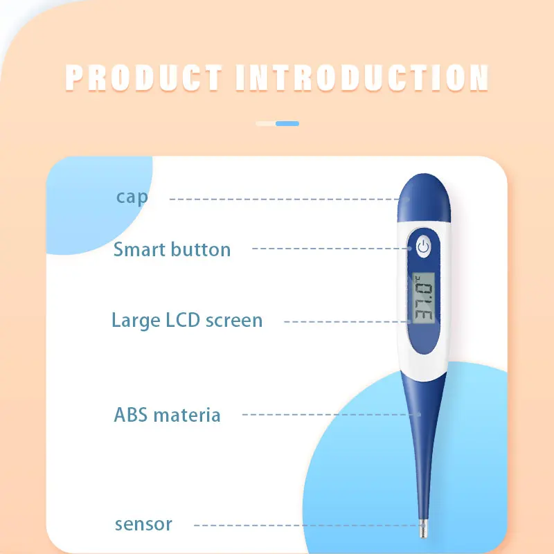 1pc Digital Clinical Oral Armpit Thermometer Flexible Tip Children Kids Adults High Fever Alarm C&F Switchable Beeper Function