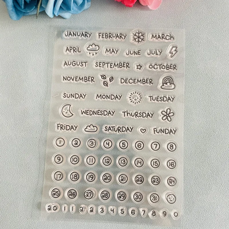 planner calendar  week month Clear Stamp Transparent Silicone Stamp Seal Sheet For Scrapbooking Photo Album Decoration