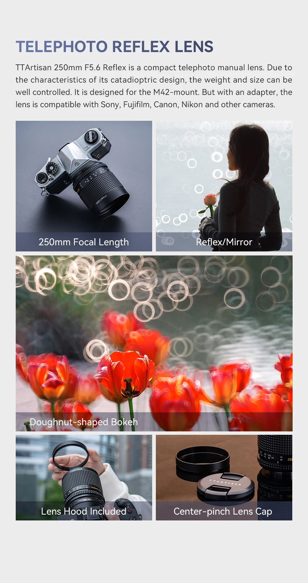 TTArtisan 250mm F5.6 Vollformat-Reflexobjektiv mit Donut-Bokeh, manuelles Teleobjektiv mit MF-Funktion für M42-Mount, kompatibel mit Sony E, Nikon Z, Canon R, EF L – Detail 3