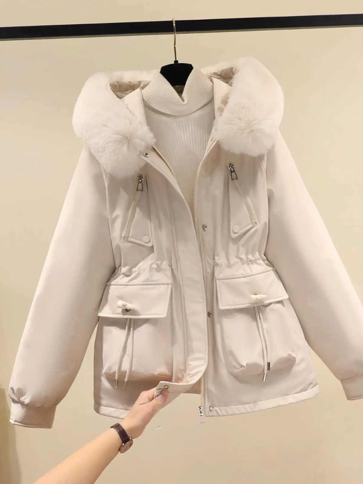 

Женская парка Y2K на осень, однотонная, с подогревом, водонепроницаемая, с декоративной строчкой и шнуровкой, средней длины, двойного назначения, модная, ветрозащитная, с воротником-стойкой, хит продаж