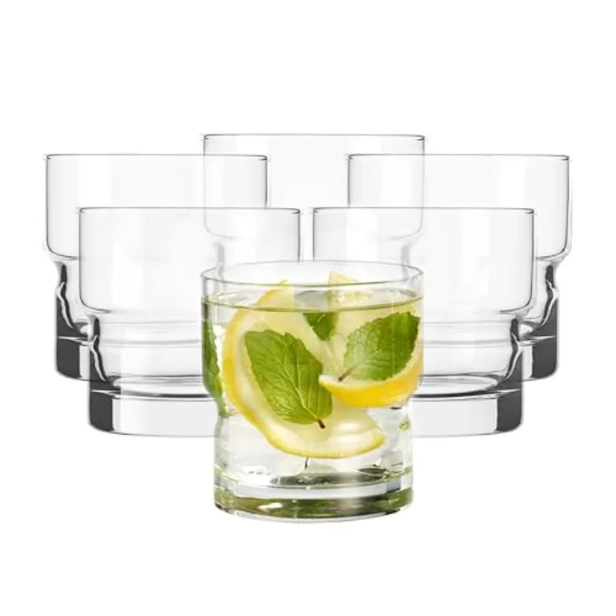 

Набор из 6 стаканов Newton Double Old Fashioned: элегантные штабелируемые короткие стаканы для напитков, низкие коктейльные стаканы для юбилеев