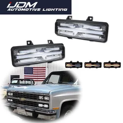 For Chevrolet G10 G20 G30 V1500 For GMC V1500 V2500 V3500 Jimmy White & Dynamic Amber LED Front Bumper DRL Turn Signal Lights