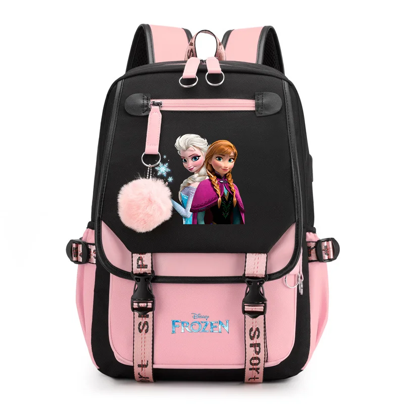 

Disney Frozen Elsa Anna School Bag for Boys Girls Teenager USB Charging Laptop Backpacks Women Men Rucksack Travel Bag Mochila