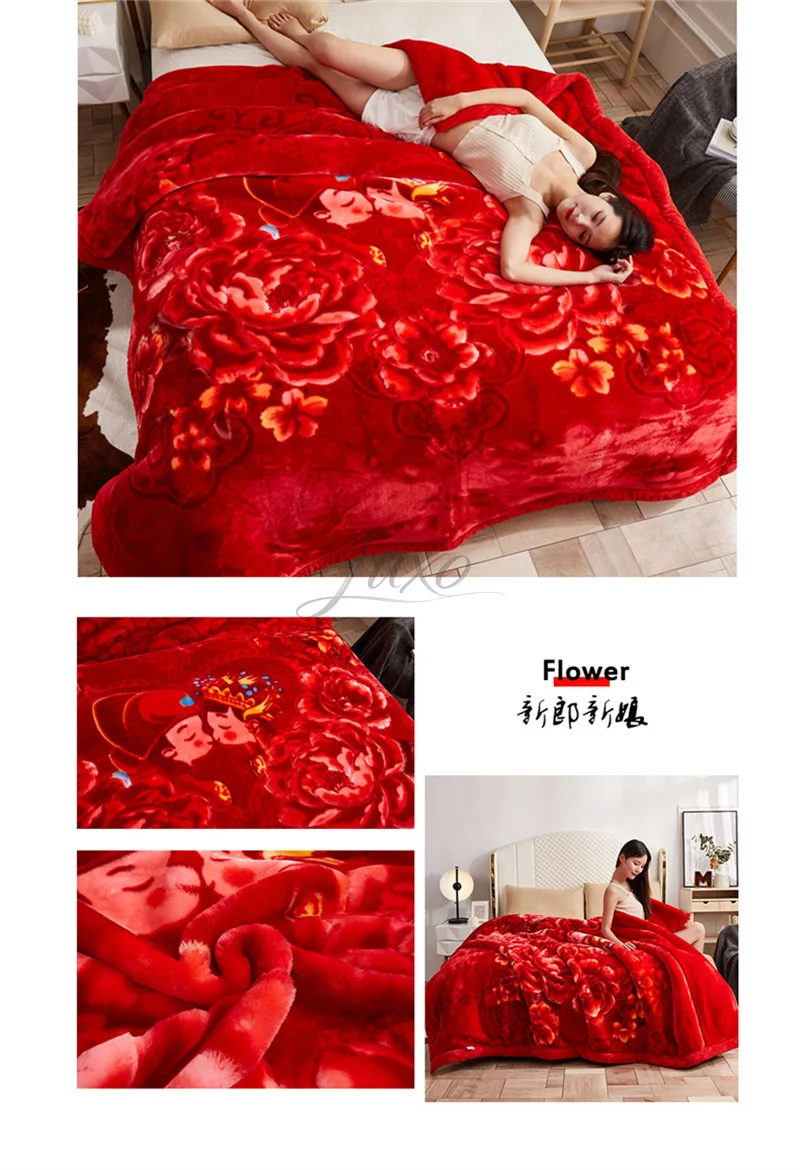 New Warm Weighted Blankets for Beds High End Thicken Warmth Raschel Blanket for Winter Autumn Double Side Plush Comforter Quilt