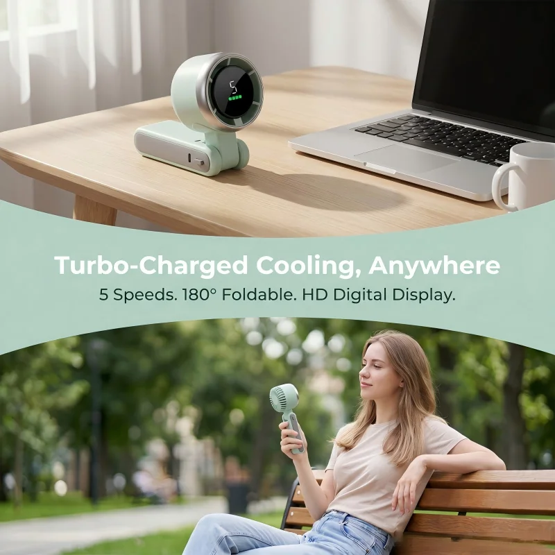 3-in-1 Household Ventilation Fixture Mini Clip Circulation Fan,5 Speed Adjustable,3600mAh Rechargeable Lithium Battery,USB Charg