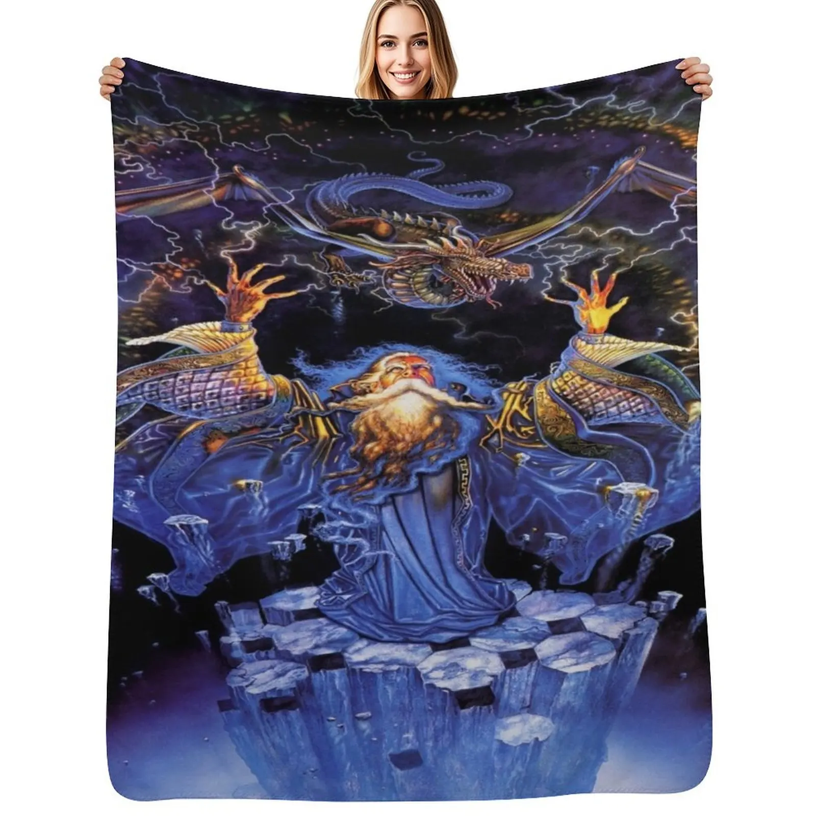 

Dragon&Wizard Throw Blanket Hair christmas decoration cosplay anime Plush Blankets