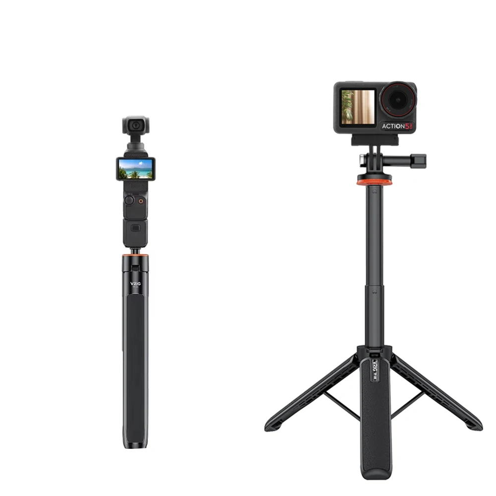 1.4M Extendable Tripod Handheld Selfie Stick for DJI Pocket 3/Action 5 Pro/4/Gopro Portable Stand for Action Camera Accessories