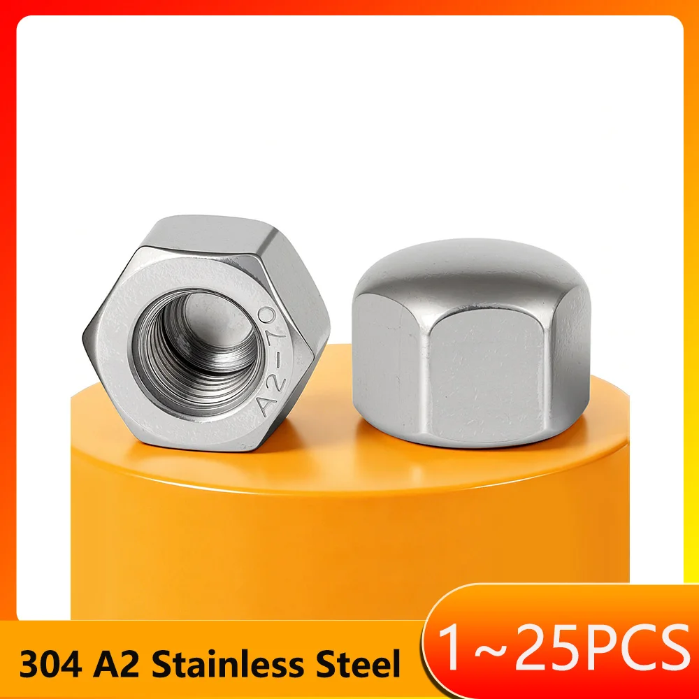 304 A2 Stainless Steel Hex Hexagon Short Low Thin Cap Acorn Nut Cover Blind Nut M3 M4 M5 M6 M8 M10 M12 M14 M16 M20
