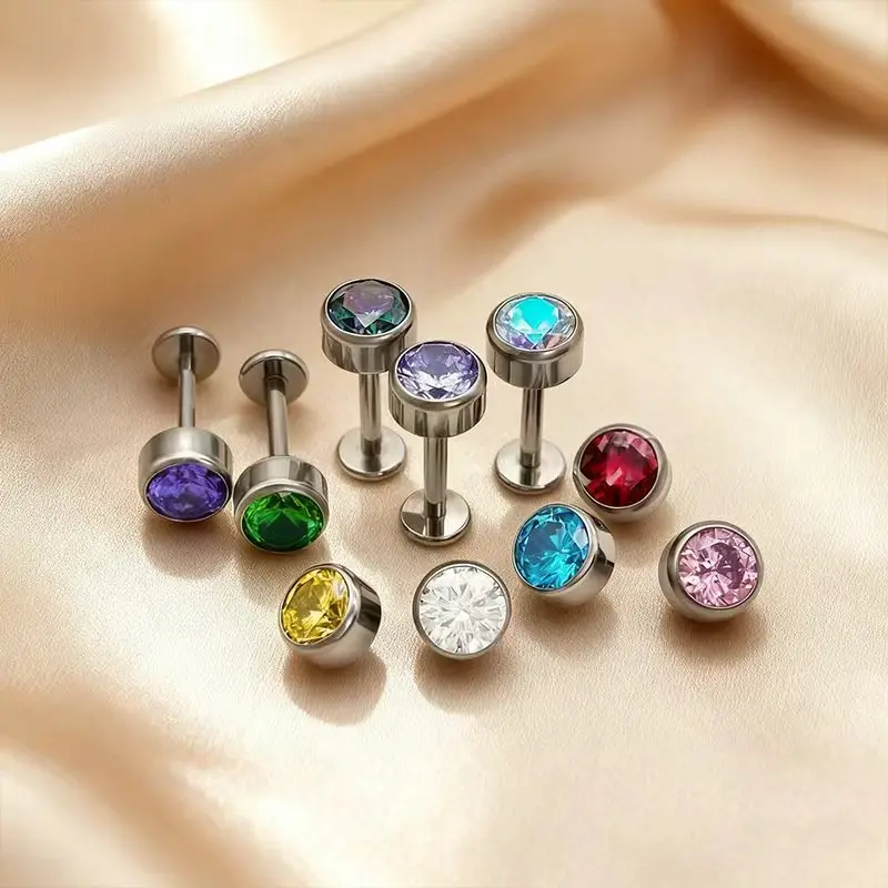 1/10 قطعة F136 التيتانيوم ثقب 16 جرام تشيكوسلوفاكيا Labret أقراط الأنف ترصيع الزنمة اللولب الغضروف شقة الظهر أقراط الشفاه ثقب المجوهرات
